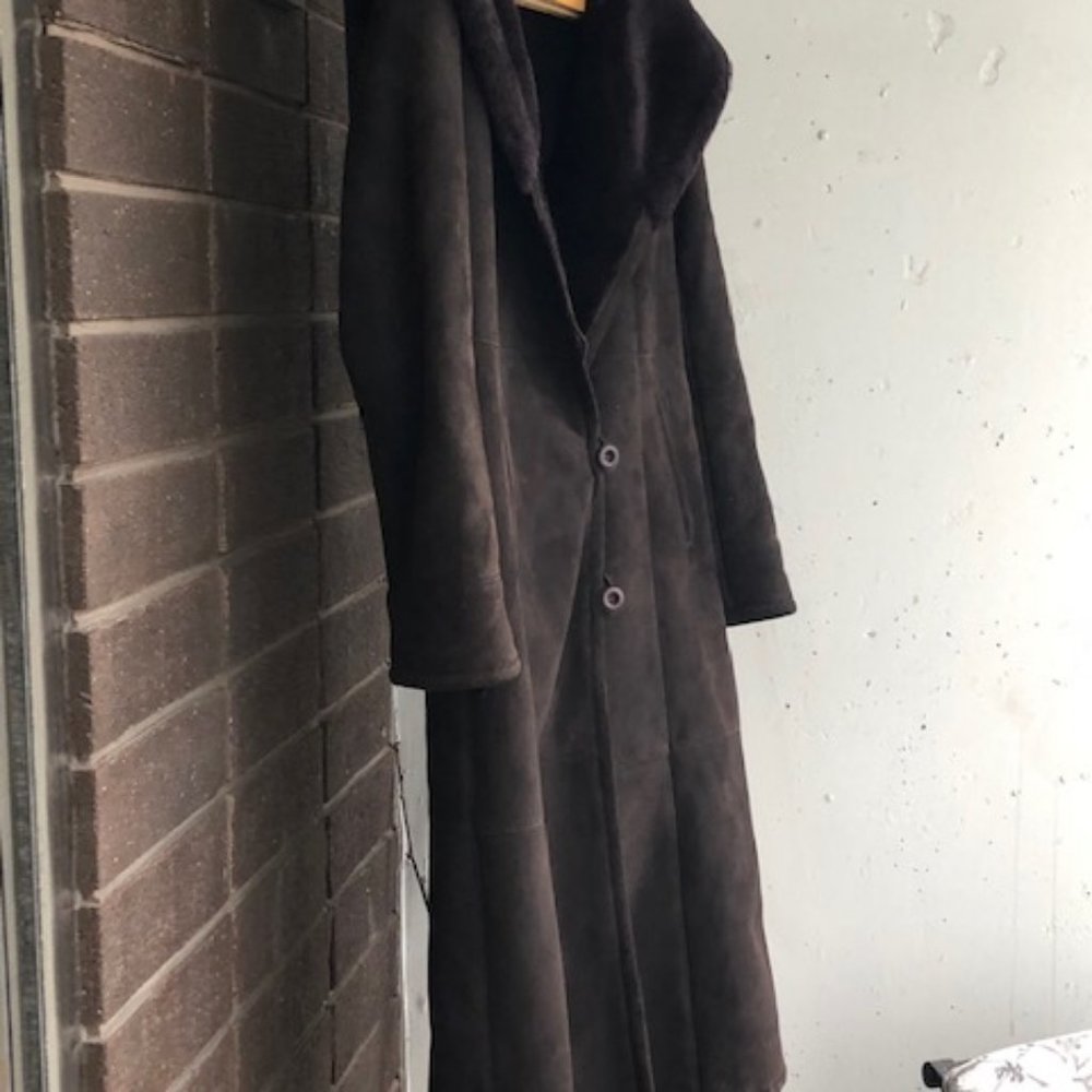 Shearling ladies coat with hood